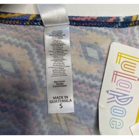 LuLaRoe Lynnae Long Sleeve Blue Yellow‎ Diamond Pattern Small NEW - Picture 4 of 5